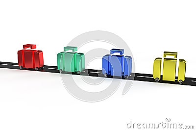 Colorful suitcase icon and luggage on the road Stock Photo