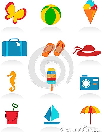 Colorful summer icons Vector Illustration