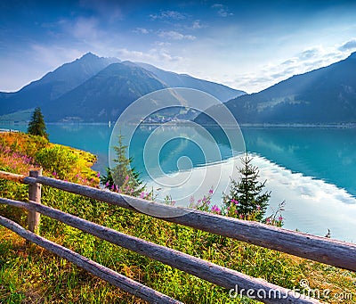 Colorful summer morning in the Resia Stock Photo