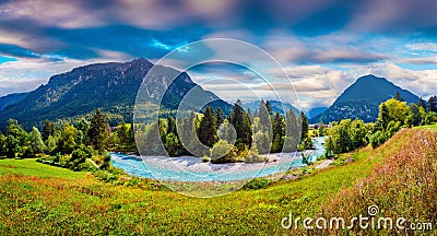 Colorful summer panorama of the Triglav mountain range Stock Photo