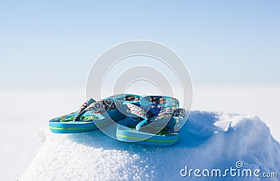 Flip flops snow Stock Photo