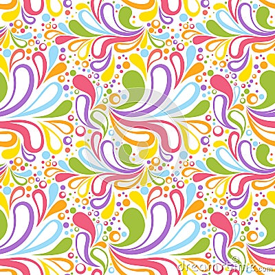 Colorful summer seamless pattern with floral curve Vector Illustration