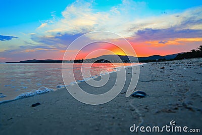 Colorful sunset in Maria Pia beach Stock Photo