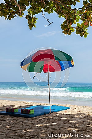 Colorful sunshade on the beach Stock Photo