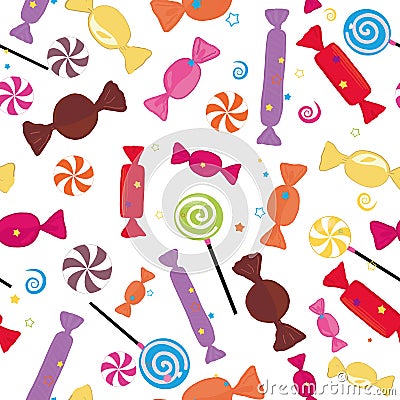 Colorful sweet candies seamless pattern Vector Illustration