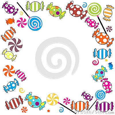 Colorful sweet candies. Traditional candies for Seker Bayram holiday background. Greeting card Vector Illustration