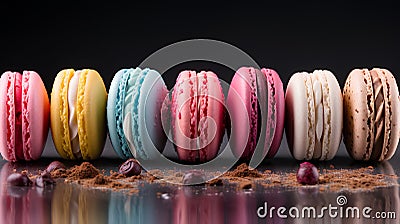 colorful sweet macaron in a row Stock Photo