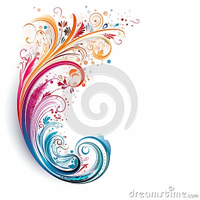Colorful Swirl And Flower Background With Baroque Ornamental Flourishes Stock Photo
