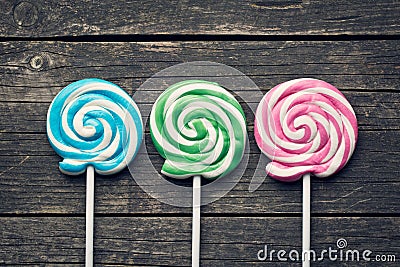 Colorful swirl lollipop Stock Photo