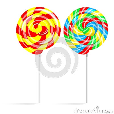 Colorful swirl lollipop set isolated on white Vector Illustration