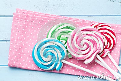 Colorful swirl lollipop Stock Photo