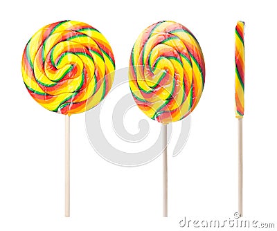 colorful swirl lollipops Stock Photo