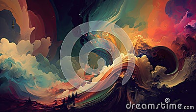 Colorful swirling dreams. Cloud background abstract movement. Vision of beauty and imagination. Sky full of wonder and fantasy Stock Photo