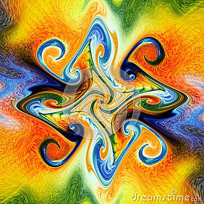 Colorful swirly fractal in bright intense colors Stock Photo