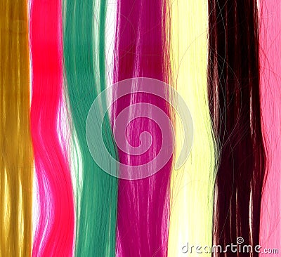 Colorful Synthetic Hair Strands Stock Photo