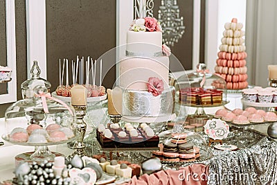 Colorful table with sweets for the wedding Stock Photo