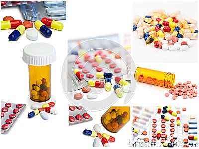 Colorful tablets with capsules Stock Photo