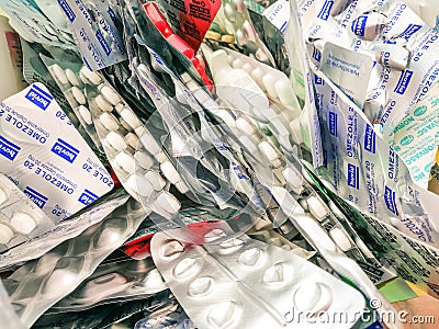 Colorful tablets and pills for medication. Editorial Stock Photo