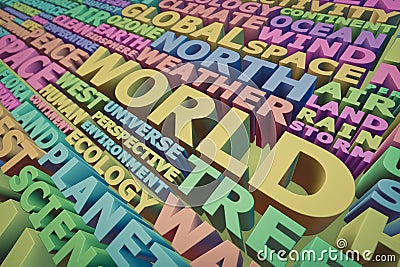 Colorful tags ecology words background. Stock Photo