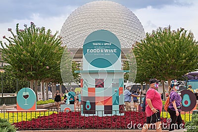 Colorful Taste of Epcot International Food $ Wine Festival sign at Epcot at Epcot 48 Editorial Stock Photo