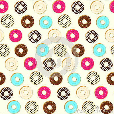 Colorful tasty topping donuts seamless pattern Stock Photo