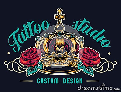 Colorful tattoo salon logotype Vector Illustration