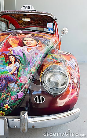 Colorful taxi volkswagen beetle. Editorial Stock Photo