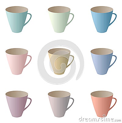 Vector colorful tea cups pattern Vector Illustration