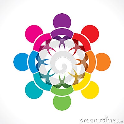 Colorful teamwork or unity design concept Vector Illustration