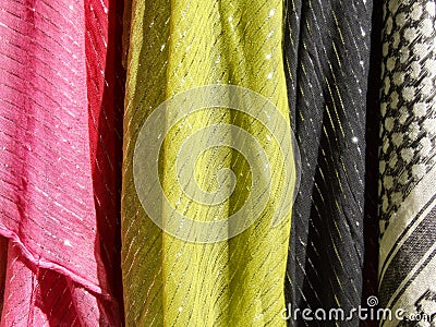 Colorful textile - cloth scarves Stock Photo