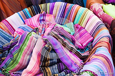 Colorful textiles from Morocco Stock Photo