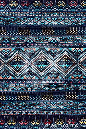 Colorful thai silk handcraft peruvian style rug surface close up More this motif & more textiles peruvian stripe beautiful backgro Stock Photo