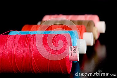 Colorful thread spools Stock Photo