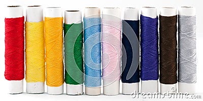 Colorful thread on white background Stock Photo