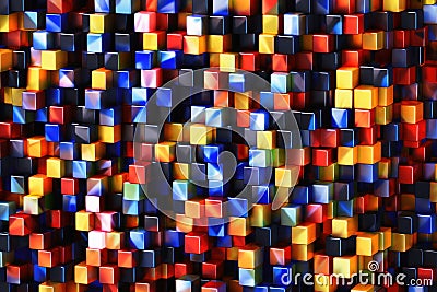 Colorful three dimensional cube background texture created with generative AI technology Stock Photo