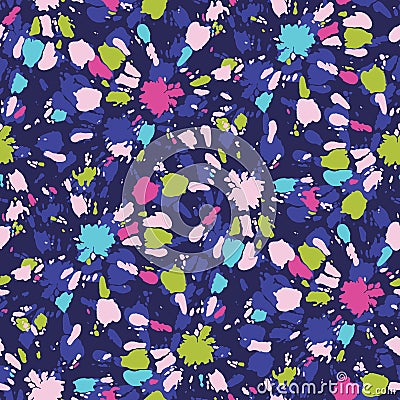 Colorful Tie-Dye Shibori Sunburst Circles on Indigo Background Vector Seamless Pattern Vector Illustration