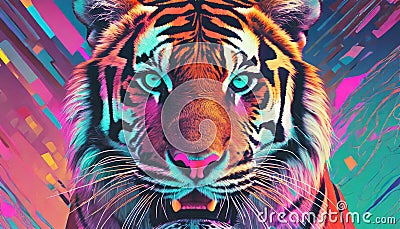 Colorful Tiger Cartoon Illustration
