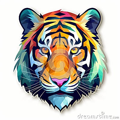 Colorful Tiger Sticker Illustration With Vibrant Colors Cartoon Illustration