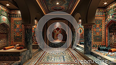 Colorful Tiles Adorn The Walls Of A Room Stock Photo