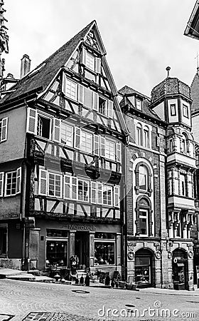Colorful timbered buildings in the old town of TÃ¼bingen, Germany Editorial Stock Photo