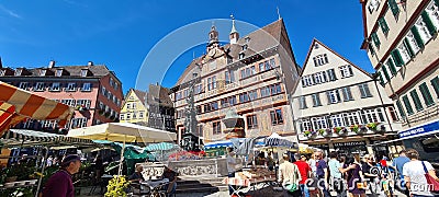 Colorful timbered town hall in the old town of Tubingen, Germany Editorial Stock Photo
