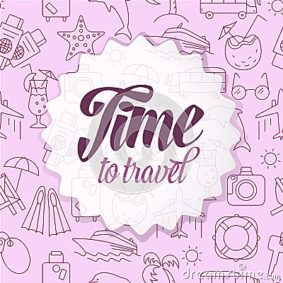 Colorful Time to travel banner. Vector Illustration