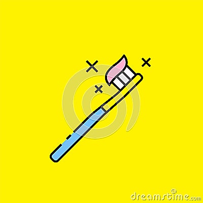 Colorful toothbrush line icon Vector Illustration