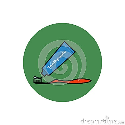 Colorful Toothbrush and Toothpaste icon. Vector Illustration