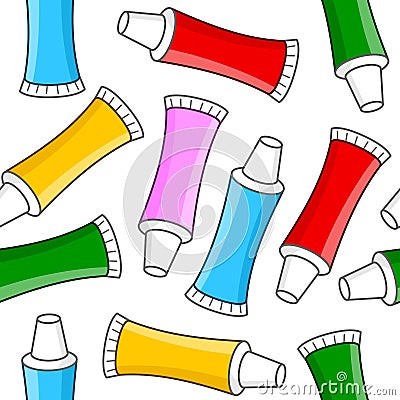 Colorful Toothpaste Seamless Pattern Vector Illustration