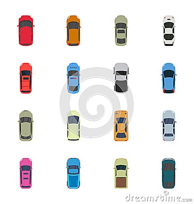 Colorful Top View Cars Vector Stock Photo