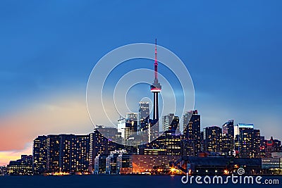 Colorful Toronto, Canada skyline at dusk Stock Photo