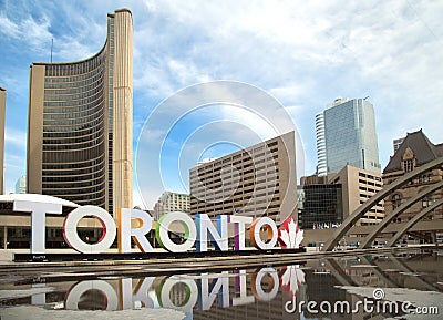 Colorful Toronto sign in Toronto, Canada Editorial Stock Photo