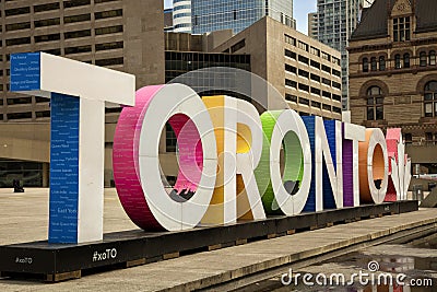 Colorful Toronto sign in Toronto, Canada Editorial Stock Photo