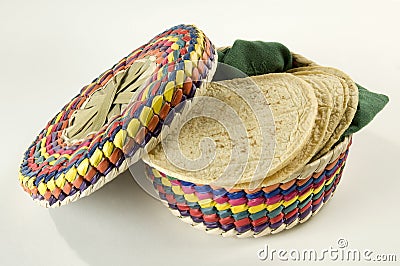 Colorful Tortillas Basket Stock Photo